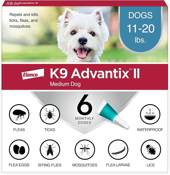 K9 Advantix II Medium Dog 11–20 lbs Flea & Tick Treatment – 6 Month Supply